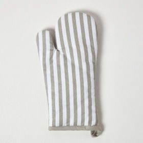 Grey Stripe Cotton Oven Glove