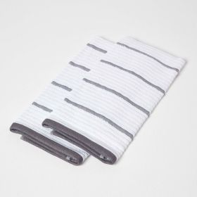 Steel Grey Cotton Tea Towel Set of Two