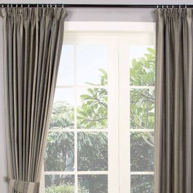 Grey Jacquard Curtain Modern Striped Design Fully Lined