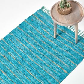 Leather Glitter Rug Gold & Turquoise