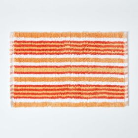 Handloomed Striped Cotton Orange Bath Mat