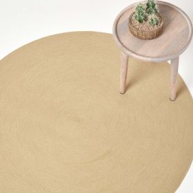 Linen Handmade Woven Braided Round Rug, 120 cm