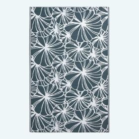 Dark Green Outdoor Rug with Floral Pattern, 152 x 241 cm