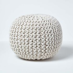 Natural Round Cotton Knitted Pouffe Footstool