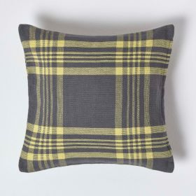 Grey & Yellow Tartan Pattern Cushion Cover