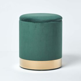 Clarence Velvet Footstool with Storage, Emerald Green