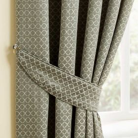 Silver Diamond Pattern Curtain Tie Back Pair