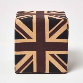 Cotton Cube Pouffe Vintage Union Jack, 36 x 36 x 38 cm