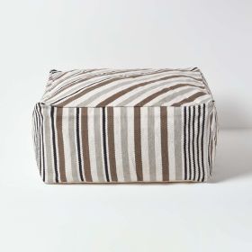 Grey, Black and White Stripe Beanbag Cube Pouffe Large 60 x 60 x 30 cm
