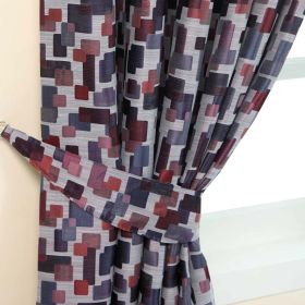 Red and Blue Abstract Jacquard Curtain Tie Back Pair