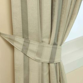 Cream Stripe Jacquard Curtain Tie Back Pair
