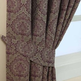 Purple Damask Jacquard Curtain Tie Back Pair