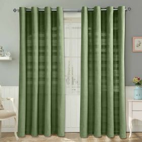 Cotton Rajput Ribbed Dark Olive Curtain Pair 