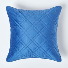 Luxury Navy Blue Quilted Velvet Cushion Cover Geometric ‘Paragon Diamond’ Pattern, 45 x 45 cm