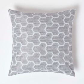 Geometric Grey Jacquard Cushion Cover