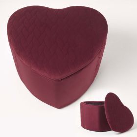 Arundel Heart-Shaped Velvet Footstool with Storage, Red